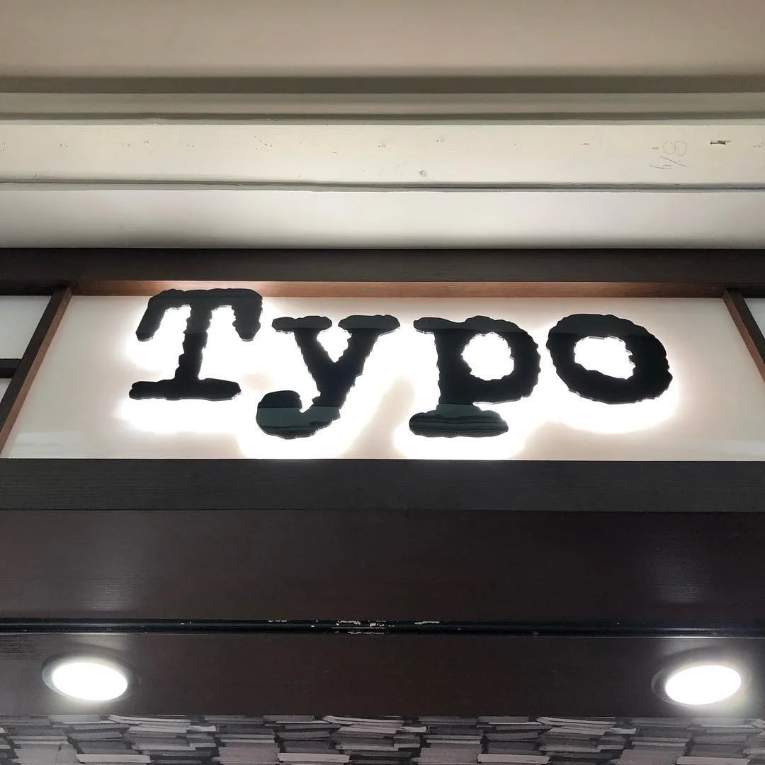 Typo retail storefront custom halo-lit dimensional channel letter sign installed by Stingray Signs LLC