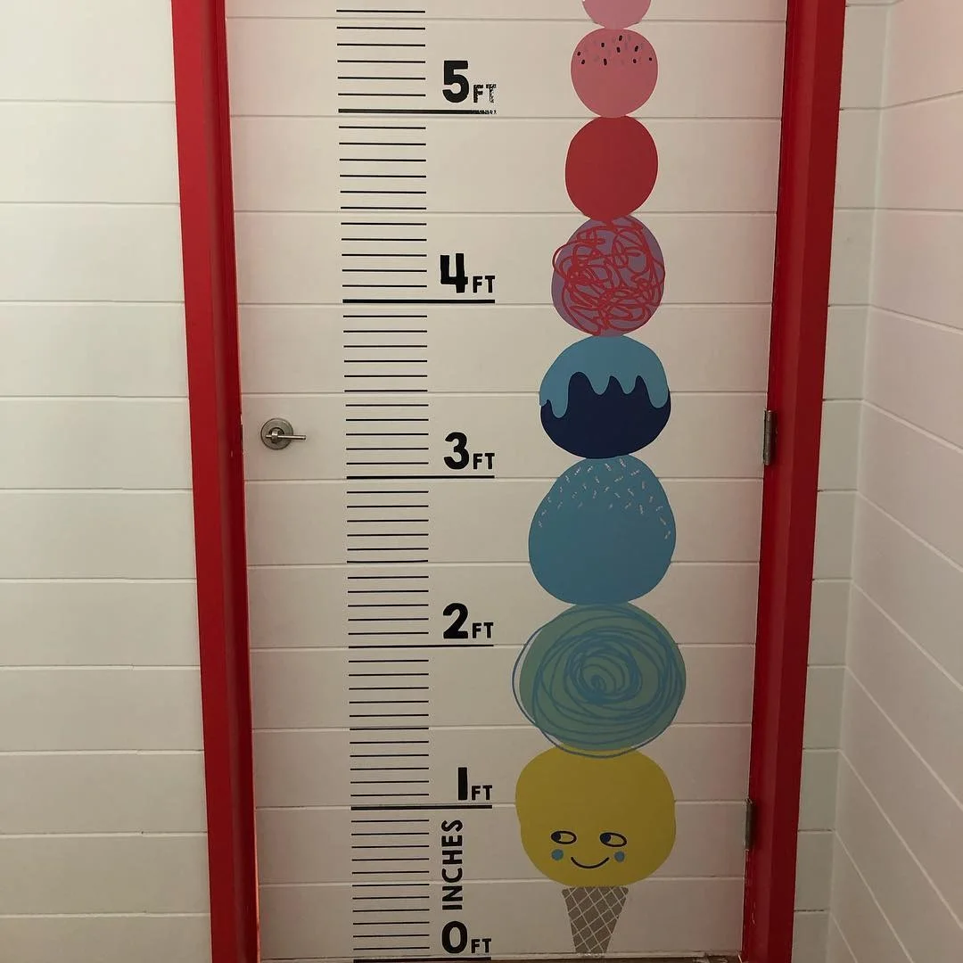 Custom Ice Cream Growth Chart Door Wrap — Wall Murals & Interiors installed by Stingray Signs LLC