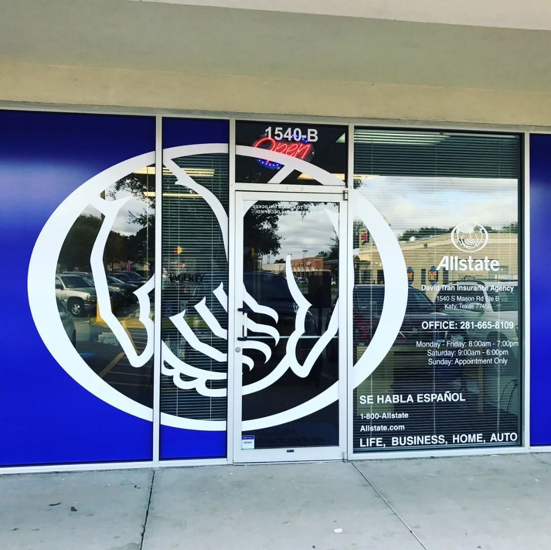 Allstate Agency Perforated Window Wrap — Storefront Window Graphics installed by Stingray Signs LLC