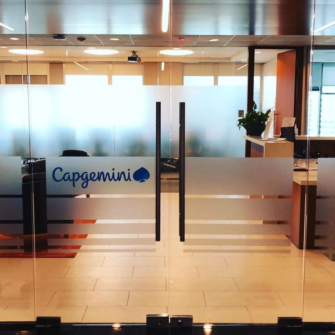 Capgemini Corporate Frosted Glass Film — Storefront Window Graphics installed by Stingray Signs LLC