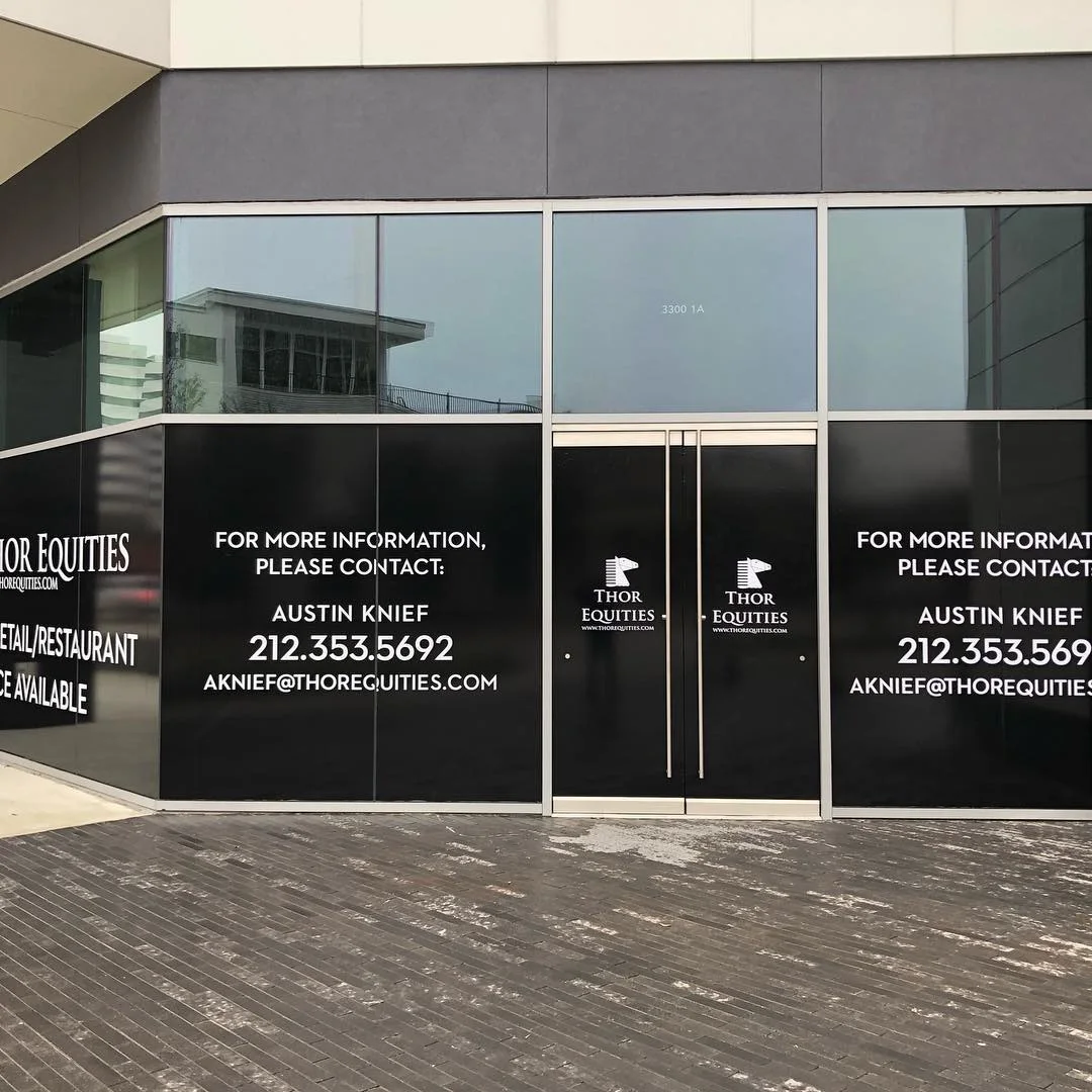 Thor Equities Commercial Leasing Wrap — Storefront Window Graphics installed by Stingray Signs LLC